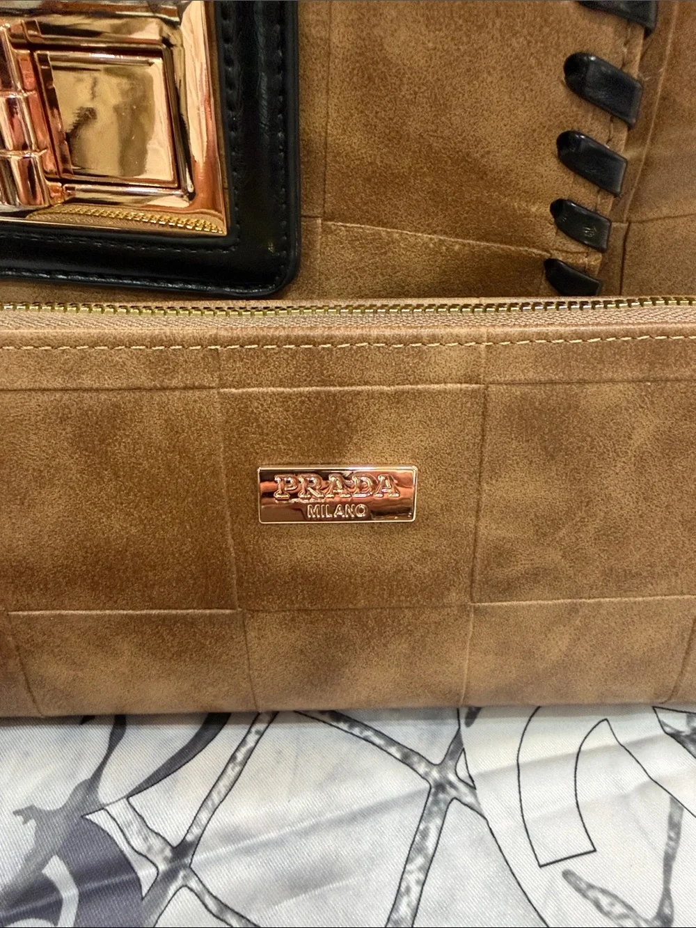 Tan Leather Top-Handle Bag‎ with Matching Wallet